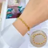 Wholesale PVD Coated Real Gold Plated Pig Nose Titanium Steel Casual Simple Style Waterproof Non Tarnish Titanium Steel Bracelets