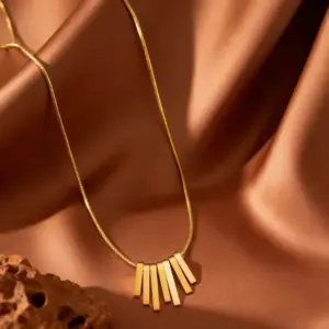 X01326-Geometric Tassel-Necklace- Gold