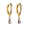 1 Pair Casual Elegant Vacation Water Droplets Plating Inlay Copper Zircon 18k Gold Plated Drop Earrings