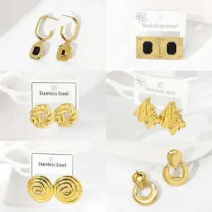 304 Stainless Steel Irregular PVD Coated Artificial Crystal Real Gold Plated Gold Plated Casual Simple Style Waterproof Non Tarnish Ear Studs
