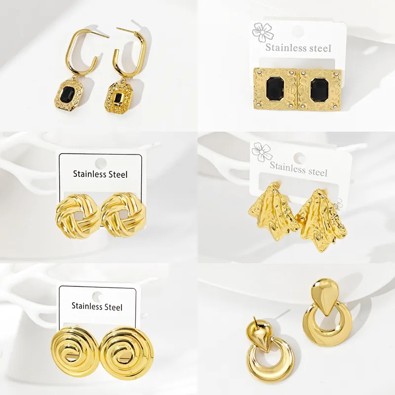 Wholesale 304 Stainless Steel Irregular PVD Coated Artificial Crystal Real Gold Plated Gold Plated Casual Simple Style Waterproof Non Tarnish Ear Stud