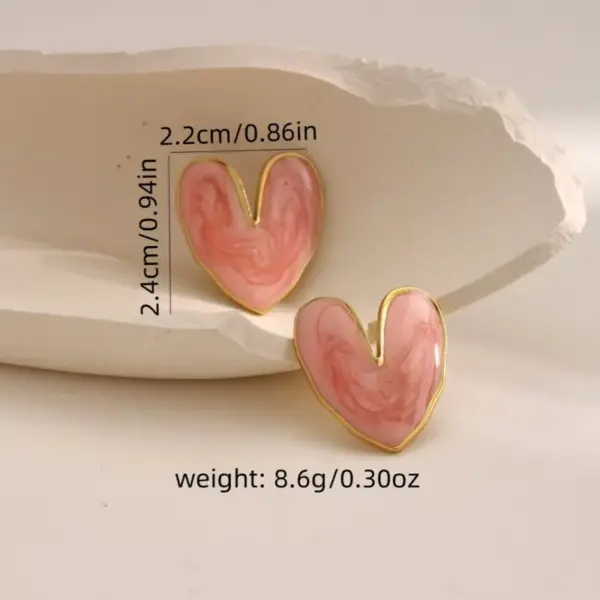 Wholesale 1 Pair Casual Simple Style Heart Shape Enamel 304 Stainless Steel Imitation Gold Electroplating Ear Studs