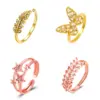 Wholesale New Style Copper Inlaid Zircon Butterfly Star Leaf Opening Ring
