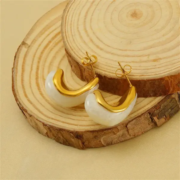 PVD Coated 18K Gold Plated C Shape 304 Stainless Steel Casual Simple Style Waterproof Non Tarnish Ear Studs