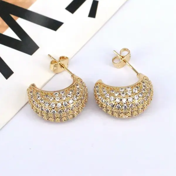 Wholesale 1 Pair Ig Style Simple Style Moon Plating Inlay Copper Artificial Rhinestones Gold Plated Ear Studs