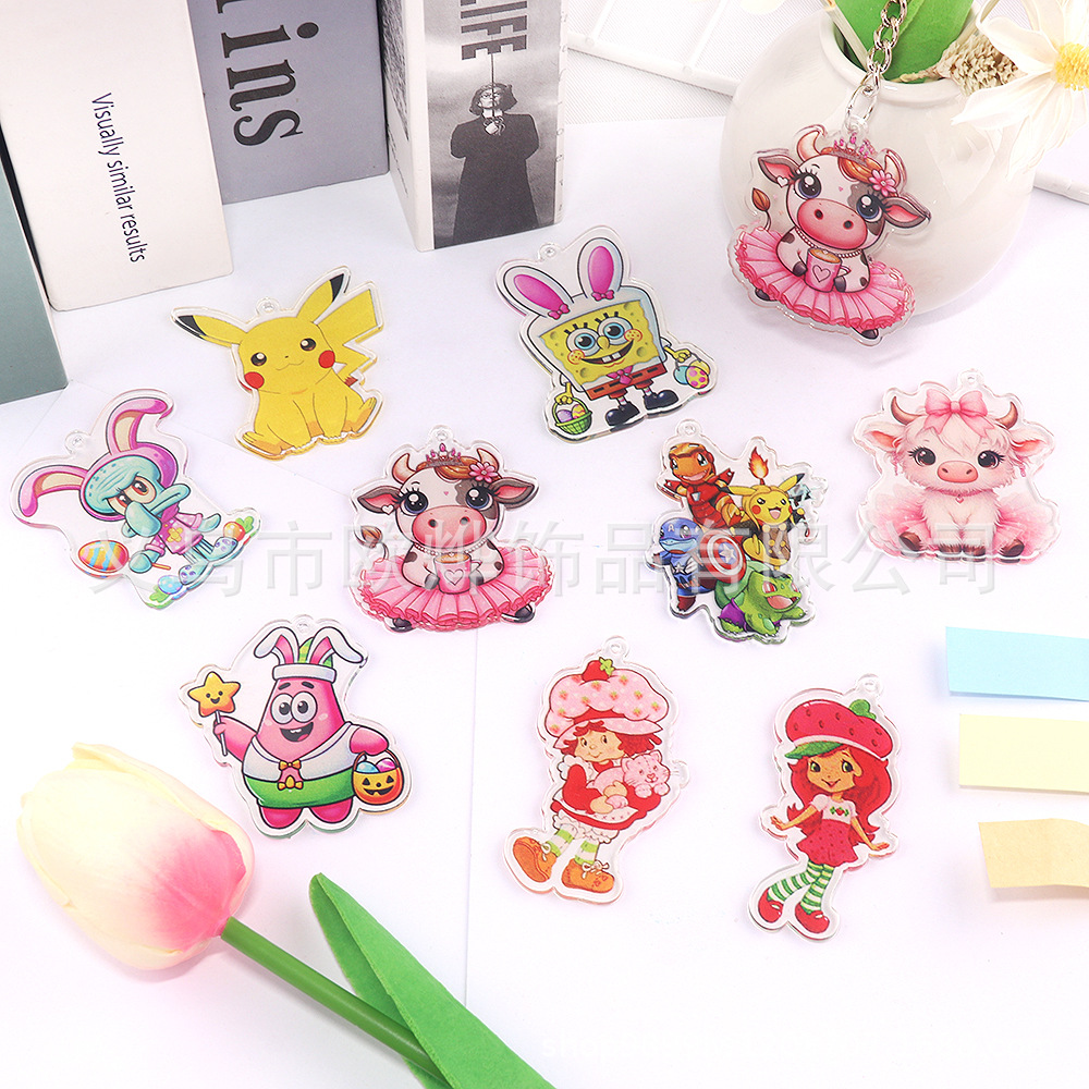 Wholesale Cross-Border New Loose wder Cartoon Cute Strawberry Calf Bag Aessories Acrylic Cute DIY Patch Aessories