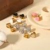 Wholesale PVD Coated Real Gold Plated 18K Gold Heart Shape 304 Stainless Steel Simple Style Waterproof Non Tarnish Ear Studs