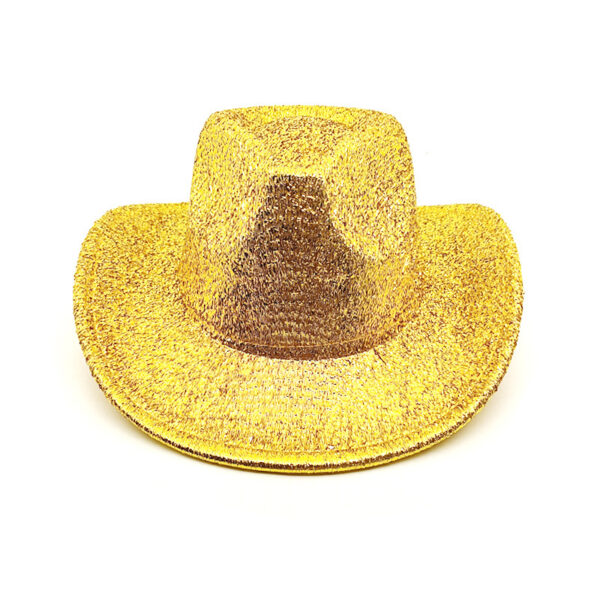 Wholesale Lace New Gold Silk Western Cowboy Hat Women's Stage Woolen Hat Foreign Trade Hat Men's and Women's Party Cross-Border Holiday Hat