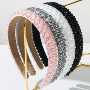 Wholesale Homing New Korean Style Woven Crystal Beaded Hair Hoop Small Thin Edge All-match Face Washing Hair Card High-grade Hair Aessories
