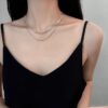 Wholesale Simple Double Layer Stacked Necklace for Women Ins Trendy Personalized Hip-Hop European and American Snake Bone Chain Elegant Internet Celebrity Short Clavicle Chain