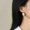 Wholesale 1 Pair Simple Style Solid Color Plating 201 Stainless Steel 18K Gold Plated Stainless Steel Earrings