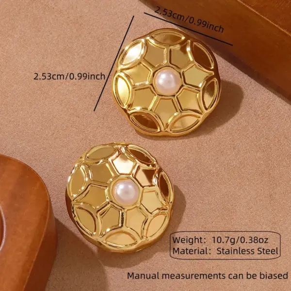 Wholesale 304 Stainless Steel Plastic Quadrilateral Round Electroplating Imitation Gold Elegant Sweet Simple Style Ear Studs