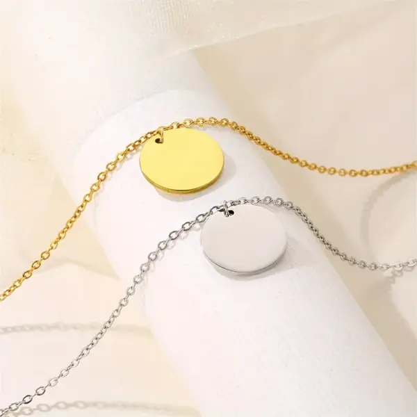 304 Stainless Steel Round Ion Plating (IP) 18K Real Gold Plated Elegant Waterproof Non Tarnish Cable Chain Gold Silver Pendant Necklace