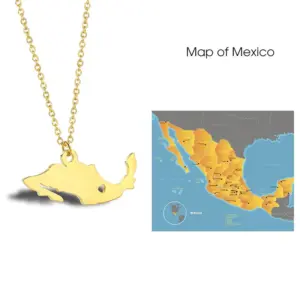 Wholesale Jewelry Fashion Map 304 Stainless Steel 18K Gold Plated Plating Stainless Steel Necklaces