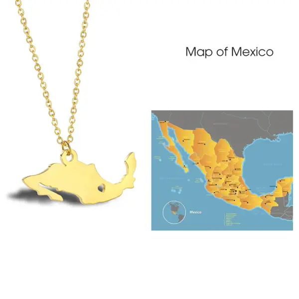 Wholesale Jewelry Fashion Map 304 Stainless Steel 18K Gold Plated Plating Stainless Steel Necklaces