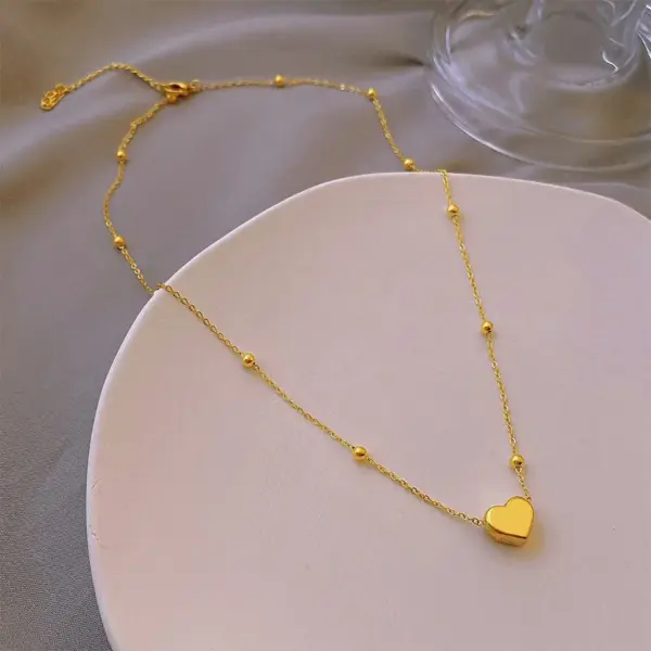 Simple Style Heart Shape Titanium Steel Plating Pendant Necklace