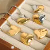 Wholesale 304 Stainless Steel Heart Shape PVD Coated 18K Gold Plated Real Gold Plated Elegant Simple Style Waterproof Non Tarnish Plating Gold Silver Earrings Necklace