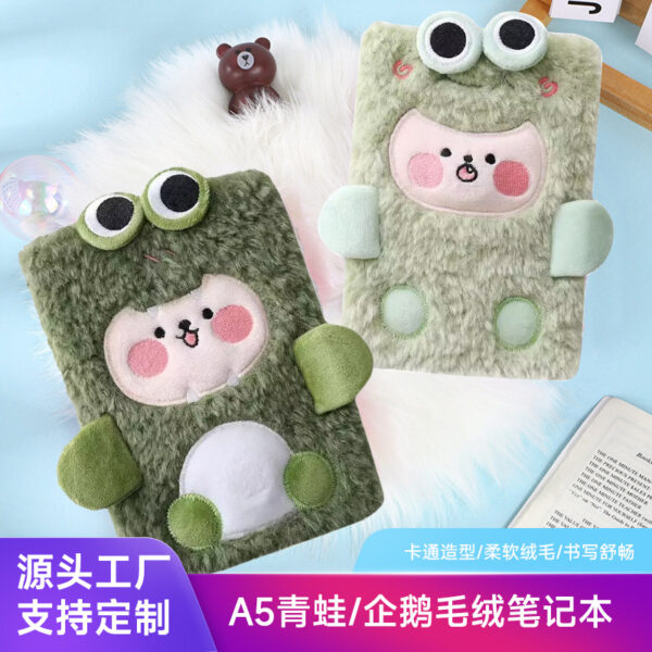 oly-07f5623a380d0a54bbcb874bd6d84a99 Wholesale Cute Frog Decompression Plush High-Value Hand Ledger Notebook