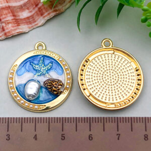 1 Hanging Plating Beach Coconut Tree Oil Painting 28x24mm-3.15g-22058