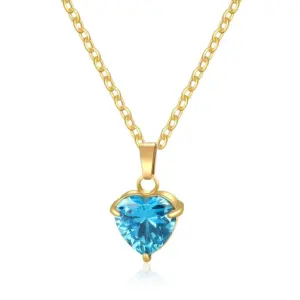 Golden Blue Heart Shape / Necklace