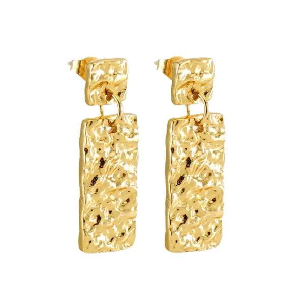 1 Pair Simple Style Commute U Shape Rectangle Polishing Plating Stainless Steel Titanium Steel 18K Gold Plated Drop Earrings