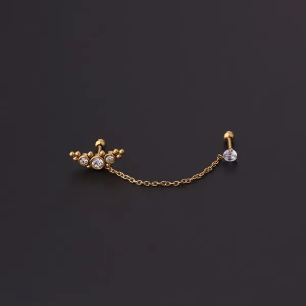 316L Stainless Steel Artificial Gemstones Ear Cartilage Rings & Studs Printing Waterproof Non Tarnish Surgical Steel