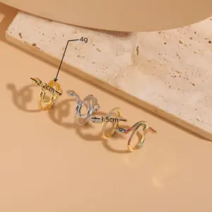 Wholesale Cute Sweet Simple Style Snake Copper 14k Gold Plated White Gold Plated Zircon Open Rings In Bulk