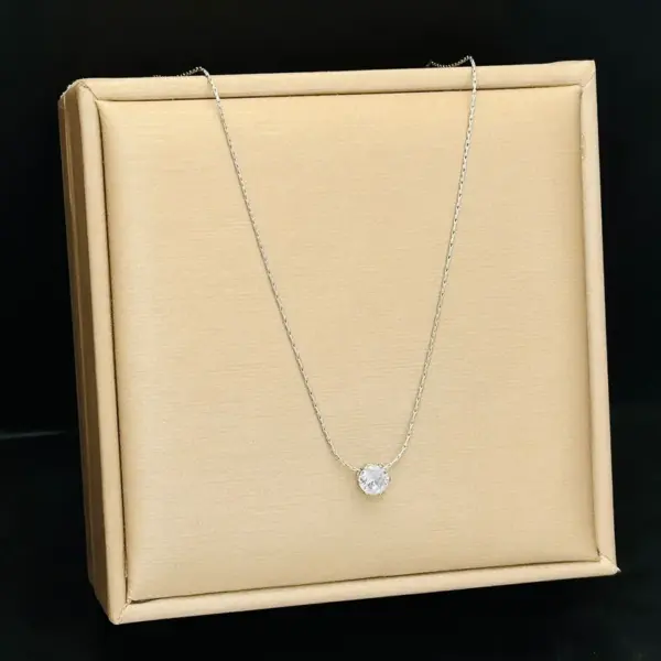 Wholesale Jewelry Elegant Wedding Simple Style Geometric Titanium Steel Zircon Inlay Pendant Necklace