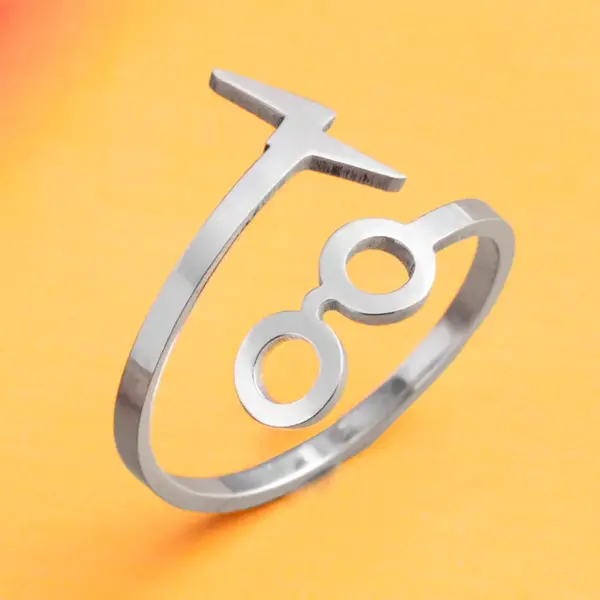 PVD Coated Vacuum Vapor Plating Black Glasses Lightning 304 Stainless Steel Vintage Style Punk Waterproof Non Tarnish Open Rings