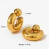 PVD Coated Real Gold Plated 16K White Plating Geometric Solid Color 304 Stainless Steel Simple Style Waterproof Non Tarnish Ear Studs