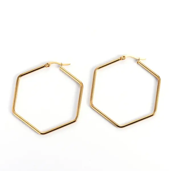 1 Pair Fashion Hexagon Plating 304 Stainless Steel 18K Gold Plated Stainless Steel Earrings