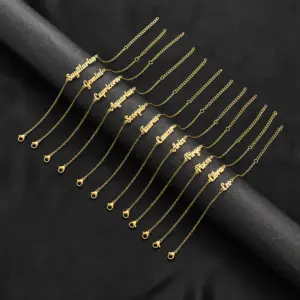 Wholesale Ion Plating (IP) 18K Gold Real Gold Plated Letter 201 Stainless Steel Retro Sweet Artistic Waterproof Non Tarnish 201 Stainless Steel Bracelets