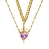 Wholesale Jewelry Casual Elegant Lady Geometric Heart Shape 304 Stainless Steel Copper Plating Necklace Cuban Link Chain Curb Chain Cable Chain