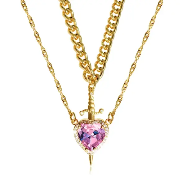 Wholesale Jewelry Casual Elegant Lady Geometric Heart Shape 304 Stainless Steel Copper Plating Necklace Cuban Link Chain Curb Chain Cable Chain