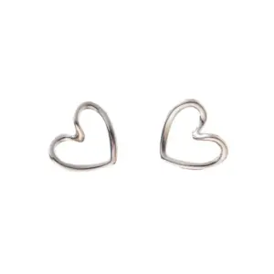 G206 Heart-Shaped Earrings Steel Color