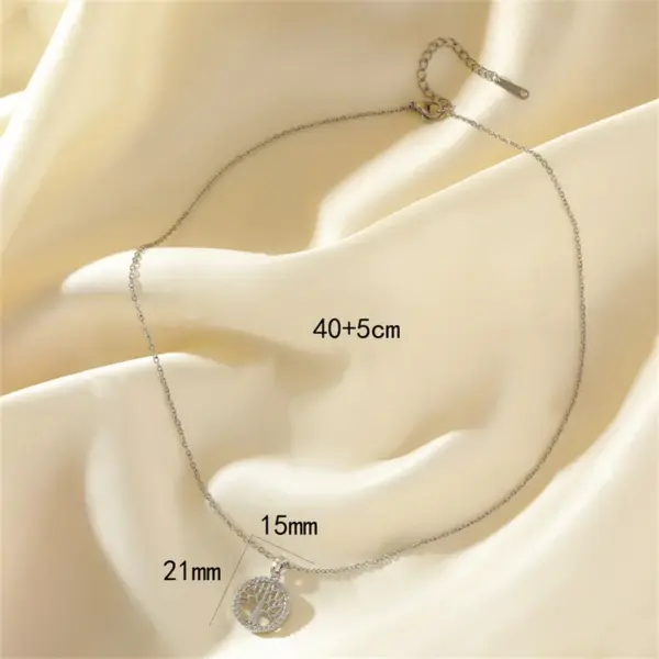 Wholesale Water Plating Vacuum Real Gold Plated White Life Tree 304 Stainless Steel Titanium Simple Style Waterproof Non Tarnish 201 Pendant Necklace