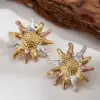 Hot-Selling INS Style 304 Stainless Steel Color-Block Bowknot Heart Straw Hat Flower Water Plated Imitation Gold Polished Earrings