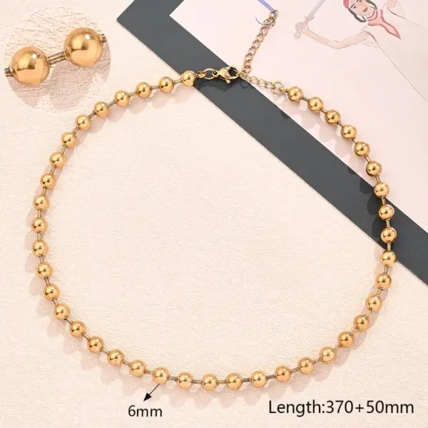 Wholesale Jewelry Modern Style Simple Style Round Oval Solid Color 304 Stainless Steel 18K Gold Plated Polishing Plating Necklace