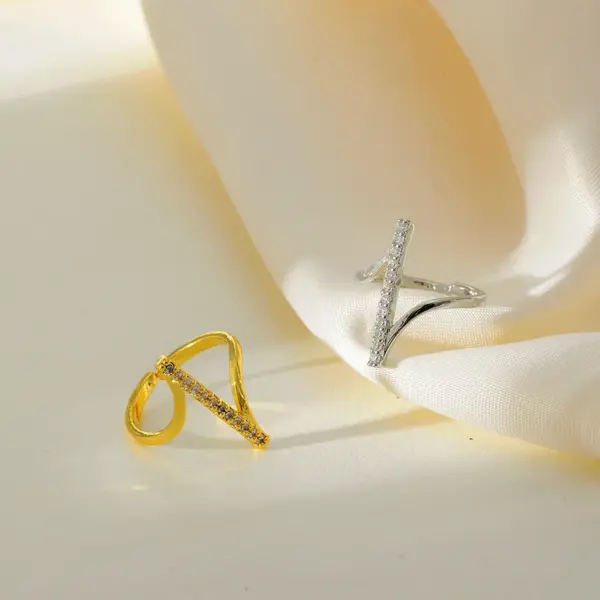 Wholesale Jewelry Elegant Classic Style Geometric 304 Stainless Steel Zircon Rings