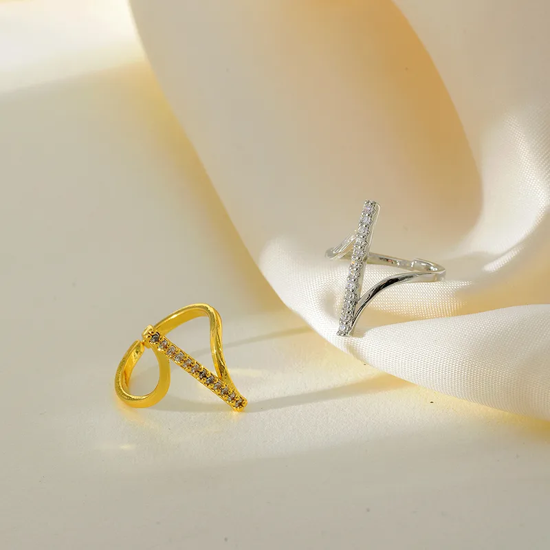 Wholesale Jewelry Elegant Classic Style Geometric 304 Stainless Steel Zircon Rings