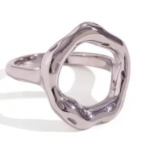 Irregular Ring Hollow Ring-Silver / No. 6