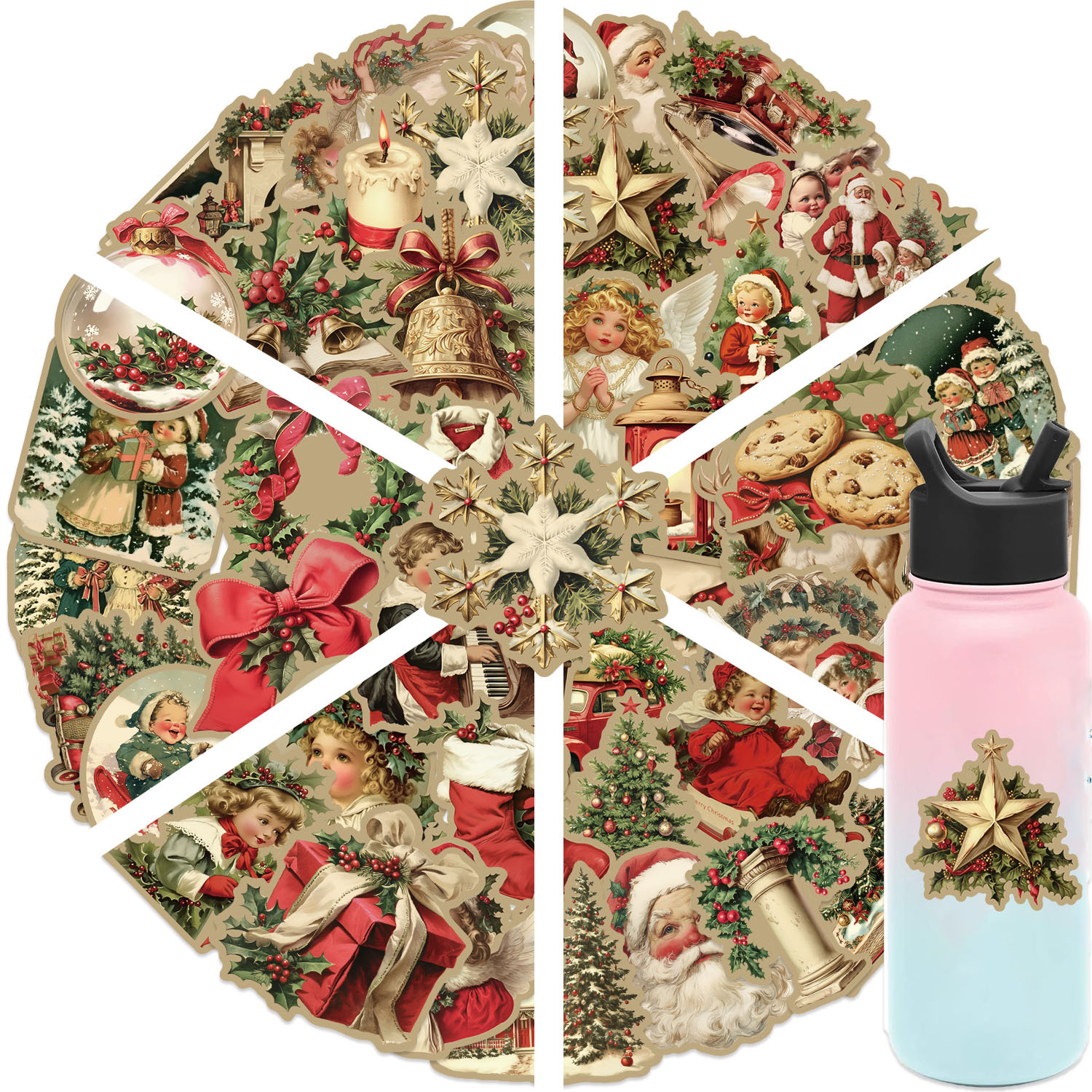 Wholesale Retro Christmas Holiday Stickers Waterproof Decals