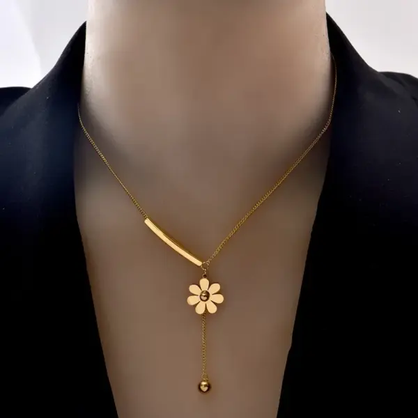 18K Gold Plated Daisy Stainless Steel Sweet Simple Style 304 Stainless Steel