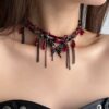 oly-08273b1d1b8aaec339b2f74f146dbe68 Wholesale Gothic Spice Girl Style Leopard Print Rivet Cross Necklace Women Sweet Cool Necklace chocker Clavicle Chain Abi Aessories