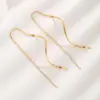 Wholesale Vacuum Plating Real Gold Plated 18K Gold Tassel 304 Stainless Steel Cute Sweet Waterproof Non Tarnish Ear Line
