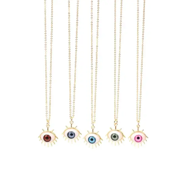 Plastic Copper Cable Chain Devil's Eye Pendant Necklace