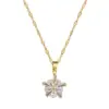 Wholesale Golden Plated 304 Stainless Steel Electroplating Zircon Flower Sweet Earrings Necklace For Women'S