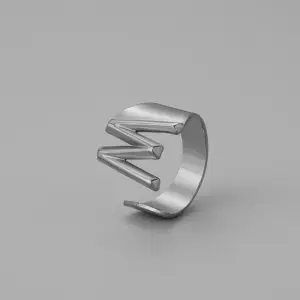 Silver W Open Ring J382-49 / Adjustable Opening