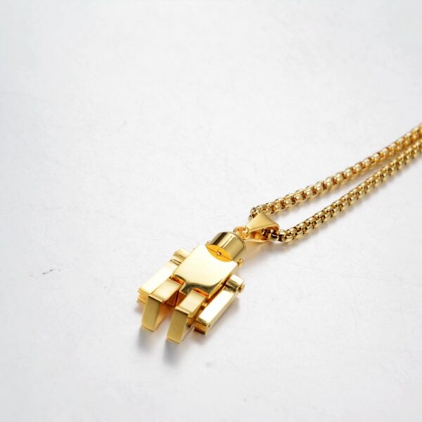 Wholesale Hip Hop Robot Gold Titanium Necklace
