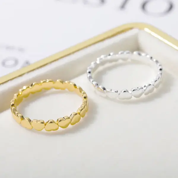 Wholesale PVD Coated Real Gold Plated Heart Stainless Steel Simple Style Waterproof Non Tarnish Rings